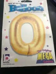 40" Number 0 - Gold Megaloon Foil Mylar Party Balloon, Pack of 1 by Betallic New