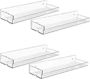 Book Floating Shelf,4 Pack Clear Floating Bookshelf - 15 Inch Invisible Storage with Removable Side Panels, Home Decoration, Photo Record Display for Living Room, Kitchen, Bathroom