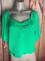 BNWT Ladies Sz 14 Anko 1/2 sleeve Shirred Cami Crisp Green Top