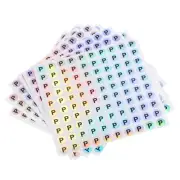 Capital Letter Stickers, Alphabet P Round Self-Adhesive Reflective 10 Sheets