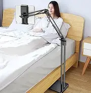 DUUKOA 2 in 1 Tablet Stand Bed Holder Adjustable for Bed Desk Phone Stand Holder Floor Stand for 4.6-11.9'' iPad, iPhone, Samsung Galaxy Tablet Black