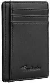 Front Pocket Minimalist Leather Slim Wallet RFID Blocking Medium Size(Black D...