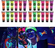 24 Tubes UV Glow Neon Face Body Paint Black Light Fluro Party Glow in Dark