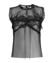 Dsquared2 Floral-Lace Semi-Sheer Sleeveless Top IT40,IT42 black