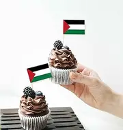 100 PCS Palestine Flag Cake Topper,Palestinian Cupcake Stand For Party Decoration Supplies