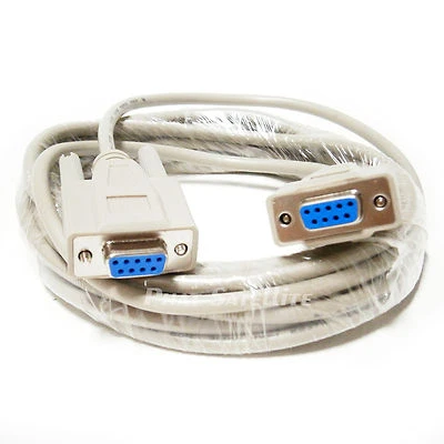 15ft DB9 NULL MODEM RS232 SERIAL COMPUTER DATA TRANSFER CABLE FEMALE TO FEMALE