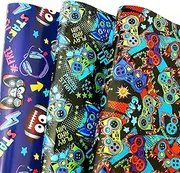 BOLIANNE Gaming Wrapping Paper for Boys Girls Kids, Gift Wrapping Paper for Game Lover, 6 Large Sheets, Birthday Gift Wrap for Holiday Party, 27 x 37 Inch, High Gloss