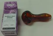 GRAV LAB BUBBLE TRAP SPOON BOROSILICATE GLASS HAND PIPE 4" - AMBER