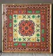 Jim Thompson Thai 100% Silk Bamboo Gold Gilt Frame Wall Decoration 16.5”Square