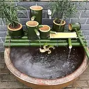 Japanese Garden Decoration,Japanese Bamboo Water Feature Statue,Split-Resistant Bamboo Ornaments,Indoor Outdoor Fountain,Outdoor Water Fountai35cm