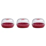 3x Cuisena 11cm Plastic Fresh Fruit/Veggie Keeper Pod Food Storage Container Red