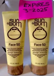 SUN BUM Premium Sunscreen Face Lotion SPF 50 3oz 2-PACK