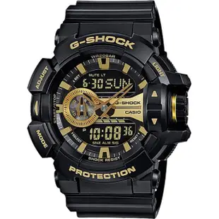 【CASIO 卡西歐】G-SHOCK 金屬系雙顯手錶-經典黑金(GA-400GB-1A9)