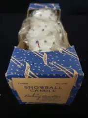 Vintage Unused Box Of 3 EMKAY SNOWBALL CANDLES With Box Muench Kreuzer Christmas