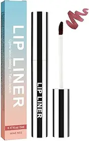 Peel Off Lip Liner Stain - Burgundy Lip Stain Peel Off Matte - Removable Lip Stain Long Lasting - Lip Liner Tattoo Highly Pigmented - Lip Tint Lip Gloss Waterproof & for Women Plump Lips