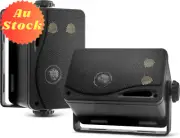 3-Way Mini Box Speakers 200W Waterproof for Indoor/Outdoor Use Black