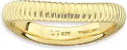[JewelryWeb] 3.25mm 925 Sterling Silver Textured Patterned Stackable Polished Gold PlatedWave Ring Size 9-Stackable-Ring for Women