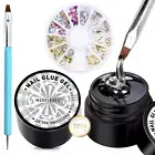 Rhinestone Glue No Wipe Nail Gem Glue Super Strong Adhesive with Nail Charms & D