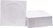 PVPKG Premium White Paper CD, DVD, Blu-Ray Disc Sleeves with Clear Window and Flap, 100gsm Paper Envelopes for Disc Storage, Space-Saving Design, 100 Pack.