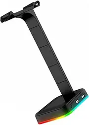 SWOOMEY Adjustable RGB LED Headset Holder with USB Hub Gaming Headphone Display Stand Non Slip Base Heightened Edges Easy to Assemble for Desktop Organization