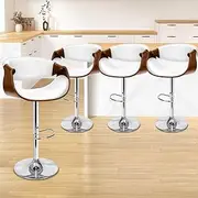 ALFORDSON 4 Pcs Bar Stools with Anti-Slip Floor Protector, Trice Swivel Adjustable Kitchen Stool, Counter Barstool Wooden Dining Chair in 61-82cm Seat Height for Home Bar Dining Room, White