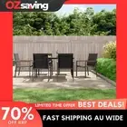 Garden Dining Set 7 Piece Black Textilene Steel Comfortable Outdoor 7036