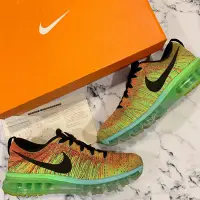 在飛比找Yahoo!奇摩拍賣優惠-Us8 極新 Nike Flyknit Max 橘綠 太陽 