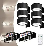 Topveden Picture Lights for Wall, Topveden Poster Lights, Wall Art Battery Operated No Drill Magnetic, Adjustable Brightness & Timer, 3 Color Temps for Home Decor (Black*6)