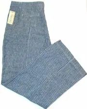 NWT Sundance Women's Andover Pants 16 XL Wide Leg Linen Blend $118 Blue Striped