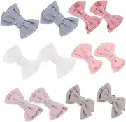 MOLUCKFU 12pcs Girls Diy Bow Headbands Fabric Bow Hair Tie Ribbon Soft Nylon Headpiece