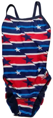 SPEEDO Women 8/34 RAD WHITE & BLUE USA Prolt Flyback One Piece Swimsuit NEW