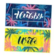 2 Pcs Mr and Mrs Beach Towels Wedding Beach Towels for Bride Pink Yellow Blue