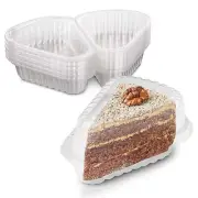 Cake Slice Container - 4.2" x 3" x 2.35" Extra Small Plastic Hinged Pie Slice...