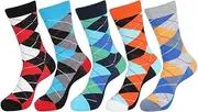 [EGOGO] 5 Pairs Fun Novelty Cotton Socks Colorful Crazy Cool Dress Casual Crew Socks for Men and Women E611-3