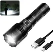 Rechargeable Flashlight, Tactical Flashlights 2000 High Lumens, USB C Bright ...