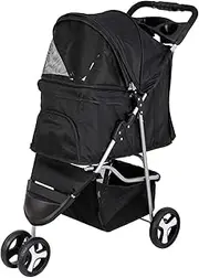 Pet Stroller Dog Stroller Cat Stroller Foldable Dog Stroller with 3 Wheels Pet Stroller with Skylight Storage Basket Cat Stroller for Medium Small Dogs and Cat Dog Pram Dog Cat