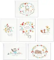 Hallmark Baby Shower Thank You Cards Assortment, Woodland Animals (48 Cards with Envelopes for Baby Boy or Baby Girl) Deer, Owl, Bear, Fox