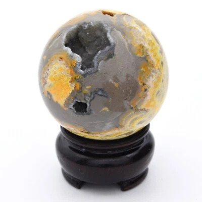 50mm Bumblebee Jasper 168g Natural Crystal Sphere Ball Gemstone, Inc Stand
