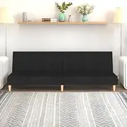2-Seater Sofa Bed Black Fabric, Convertible Sleeper Couch, Lounge Room, Folding Mattress, Comfy Chair, Small Living Furniture