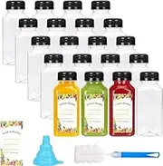 WEZCHUGHAOL 20pcs 250ML Juice Bottles for Juicing, Smoothies, Drinking and Other Beverages, Empty Plastic Reusable Water Bottles, Clear Bulk Beverage Containers with Black Tamper Proof Caps
