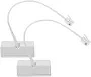 HOMSFOU 2pcs Rj11 Telephone Splitter Detachable Line Adapters Phone Cable for Landlines Rj14 Splitter White Modern Design