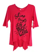 Total Girl 3/4 Sleeve Shark Bite Tunic Top Girls Size L Shine Bright