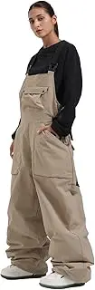 IMPHUT Womens Ski Bibs Snow Pants Super Baggy Snowboard Loose Bibs Waterproof Windproof Insulated Warm Winter