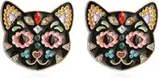 [LongcreekX] Kitten Earrings for Women, Cute Cat Statement Stud Earrings for Girls, Black Cat Head Earrings Hypoallergenic, Lovely Cat Animal Earrings Studs, Funny Cat Bohemian Ear Studs, Cat Animals Jewelry Gifts, Zinc