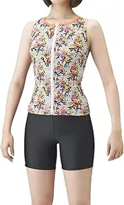 [arena] Women's Swimsuit with Large Color Snap Separates Insertion Fit Pad