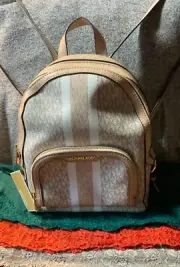 Michael Kors Jayce Buff Multi-Color Logo Coated Canvas Triple Zip Backpack