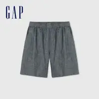 在飛比找momo購物網優惠-【GAP】男裝 鬆緊短褲-藍灰色(887967)