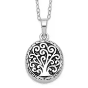 18" Sterling Silver Antiqued Tree of Life Urn Ash Holder Necklace