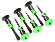 6 pc Punch and Chisel set 3 Flat Chisel 3 Punch Chisel With Cushion Grip Handle