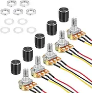 uxcell 5 Pack WH148 Potentiometer B10K Ohm Single-Joint Variable Resistors 3 Terminals Linear Taper Rotary 20cm JST-XH2.54 Connector Wire with Knob Cap for Audio Volume Control